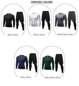 2023 Muscle Training Gymfitness Sets Hombres Camisa de manga larga de secado rápido y pantalones cortos con Legging Training Wear Set Hombres - Product Image 4