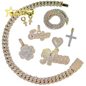Regalo Elegante para Chica, Colgante con Letra y Nombre Personalizado, Moissanita VVS, Plata de Ley, Baño de Rodio, Joyería Hip Hop, para Fiestas y Eventos - Product Image 1