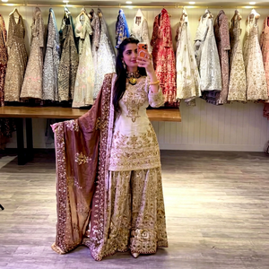 <b>Women</b> Traditional Silk Salwar Kameez With Embroidered Dupatta Wedding Wear India Pakistan Style Floor Length Regular Fit - Product Image 1