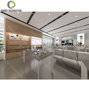 Vitrina de Exhibición para Tienda de Teléfonos Móviles de Alta Gama, Mesa de Exhibición Resistente con Decoración de Pared con Imágenes de Teléfonos de Marca - Product Image 1