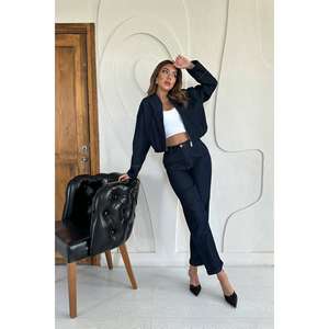 Conjunto de Traje de Mezclilla Azul Marino para Mujer, Opciones de Venta al Por Mayor Disponibles - Product Image 5