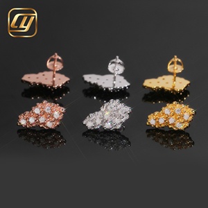 Boucles d'oreilles en argent S925 en gros, motif fleur découpée, avec moissanite et diamant VVS, plaqué or et or rose, bijoux fins - Product Image 6
