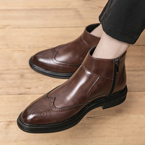 Botas para Hombre, Botas de Invierno para Hombre, de Cuero Genuino, con Forro de Lana Térmica, Botas de Algodón con Suela Gruesa, Botas de Piel de Vacuno de Primera Capa - Product Image 3