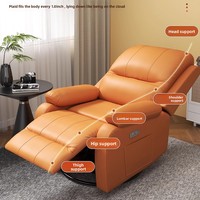 Einzelner Leder-Relaxsessel im Modernen Minimalistischen Design mit Elektrischer Kopfstütze, Multifunktionaler Schaukelstuhl für Wohnzimmer, Massage-Sofa für Entspannung