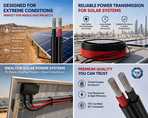 สายไฟโซลาร์เซลล์ DC1500V AC1000V ขนาด 2.5 มม. 4 มม. 6 มม. รุ่น PV1-F H1Z2Z2-K สายเคเบิลโซลาร์เซลล์แบบถักทนความร้อนสูง ได้รับการรับรองมาตรฐาน TUV ป้องกันรังสียูวี - Product Image 4