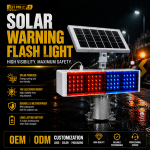 ไฟเตือนพลังงานแสงอาทิตย์ 160 LED สีแดงสีน้ำเงิน กระพริบสองด้าน IP65 กันน้ำ สำหรับการจราจรบนถนน การก่อสร้าง ความปลอดภัย - Product Image 1