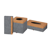 Ensemble d'organisateurs de bureau modernes en cuir PU gris, accessoires de bureau, plateau, porte-mouchoirs, boîte à tiroirs, fournisseur en gros