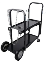Robuster Schweißwagen mit Schrägabgeschrägter Oberablage & Doppelten Sicherheitsketten, 150kg Tragfähigkeit 2-stufiger Rollender Schweißertrolley