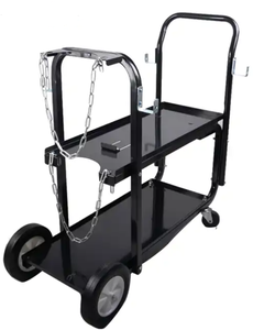 Chariot <span class=keywords><strong>de</strong></span> soudage robuste avec étagère supérieure inclinée et doubles chaînes <span class=keywords><strong>de</strong></span> sécurité, capacité <span class=keywords><strong>de</strong></span> 330 lb, chariot <span class=keywords><strong>de</strong></span> soudeur à roulettes à 2 niveaux - Product Image 3