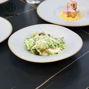 Vaisselle en céramique blanche irrégulière résistante à la chaleur minimaliste, <span class=keywords><strong>plat</strong></span> de service pour salade et bœuf de 9/11 pouces, vaisselle de table - Product Image 4