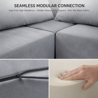 Canapé sectionnel profond avec chaise longue, revêtement en chenille, accoudoirs bas, canapé modulaire 2 pièces pour petit appartement
