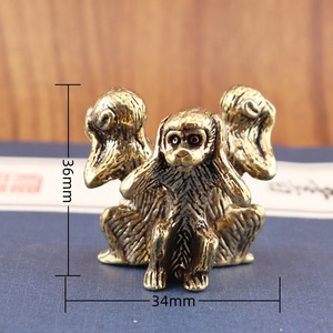 Artisanat en métal, statue en laiton « Ne dis pas, ne lis pas, ne regarde pas » (trois <span class=keywords><strong>singes</strong></span>), décorations artisanales pour la maison - Product Image 4