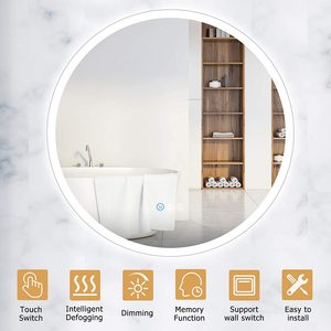 "Thông minh Orb" vòng LED Gương phòng tắm | Dimmable ánh sáng + Thời gian/Temp + chống sương mù - Product Image 2