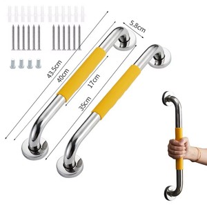 Pasamanos de seguridad para baño de silicona y acero inoxidable Reposabrazos de WC para ancianos y discapacitados - Product Image 3