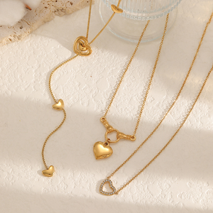 Collana a Forma di Cuore in Acciaio Inossidabile, Design di Nicchia alla Moda per Donne, Lunga Catena per Maglione che Non Sbiadisce - Product Image 2