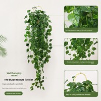Vignes artificielles murales en soie et rotin, glycines et begonias, verdure pour décoration de salon et maison ; feuillage suspendu, fausses fleurs et plantes
