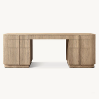 Bureau vintage en bois massif noir de style américain, bureau Mulholland à 7 tiroirs, table d'étude, mobilier de bureau pour villa