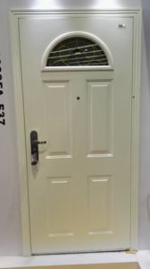 Porte en acier <span class=keywords><strong>de</strong></span> sécurité blanche <span class=keywords><strong>de</strong></span> qualité supérieure avec <span class=keywords><strong>insert</strong></span> en verre demi-lune pour l'extérieur - Product Image 6