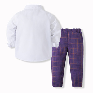 Nouvelle Arrivée : Ensemble Costume Élégant pour Tout-Petits Garçons – <span class=keywords><strong>Chemise</strong></span> Manches Longues <span class=keywords><strong>avec</strong></span> Bretelles et Nœud <span class=keywords><strong>Papillon</strong></span>, Motif Uni – Vêtements pour Garçons - Product Image 3