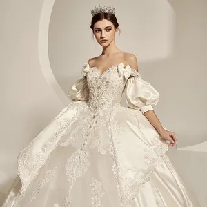 Princess Wedding Gown Special Design White Stain Gorgeous Bridal Wedding Dress