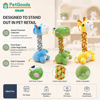 Jouet à tirer pour chien en corde pelucheuse avec couineur, jouets pour animaux de compagnie en corde de coton en forme de girafe et de dinosaure pour la vente au détail, la revente et la vente en gros