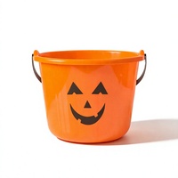 Seau à bonbons en plastique orange pour Halloween, avec poignée, réutilisable, pour enfants, idéal pour les fêtes