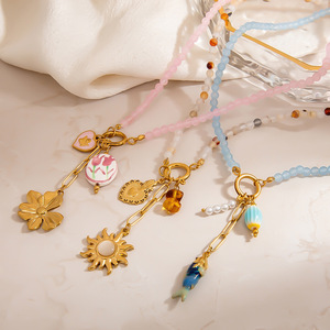 Collier en acier inoxydable avec pendentif fleur pour femme, chaîne de clavicule tendance pour l'été, bijoux de fête - Product Image 4