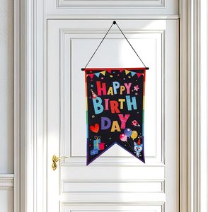 Striscione Personalizzato per Buon Compleanno, Banner Nero da Appendere alla Porta, Decorazione per Feste di Compleanno, Sfondo per Parete - Product Image 5