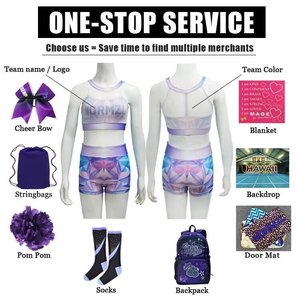 Tenues de cheerleading personnalisées, uniformes de danse, ensembles complets de débardeurs et shorts de sport pour l'entraînement - Product Image 6