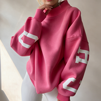 Sweat-shirt oversize pour femme à col montant, imprimé 3D en relief, en molleton de coton, pull décontracté, taille XXXL
