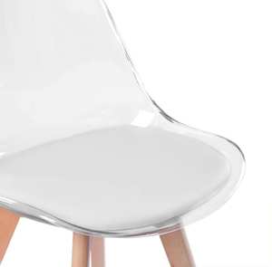 Restaurant Furniture Crystal Clear Transparent Acrylic Kitchen <b>Wooden</b> Leg Tulip Plastic Dining Room <b>Chairs</b> - Product Image 5