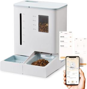 Ensemble 2 en 1 WiFi 5G/2.4GHz, distributeur automatique de nourriture et d'eau pour animaux de compagnie, grande capacité de 300 oz pour 2 semaines, parfait pour les parents qui travaillent - Product Image 1