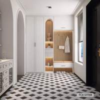 Carreaux de sol en céramique rétro vert motif étoile éclatante, texture marbre, motif floral artistique classique, 600x1200mm, antidérapants, 8,5mm, pour salle de bain et centres commerciaux