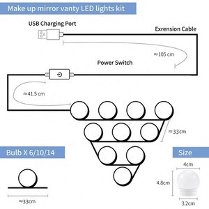 Yüksek kaliteli banyo soyunma tablo Vanity ışıkları ayna LED ampuller makyaj dokunmatik dim LED lamba Lens far - Product Image 6
