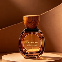 Flacon de parfum vide en verre ambré avec bouchon en bois, flacon pulvérisateur rechargeable pour parfum, gravure de logo personnalisée, 30 ml/50 ml/100 ml