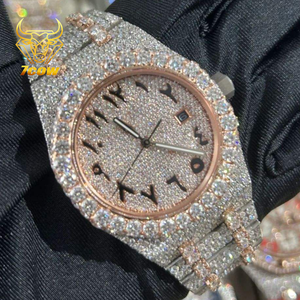 高品質高級ステンレススチールVVSモアッサナイトダイヤモンド機械時計ヒップホップアイシングアウト男性用自動時計 - Product Image 3