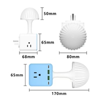 Prise multiple magique SUZHERM avec veilleuse colorée, 3 prises universelles, 2 ports USB, 2 ports Type-C, ignifuge