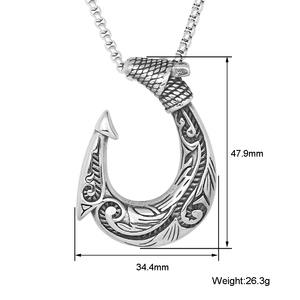 Vente en gros de bijoux vikings personnalisés pour hommes, pendentif en acier inoxydable à motif celtique, collier avec pendentif en forme d'hameçon - Product Image 2