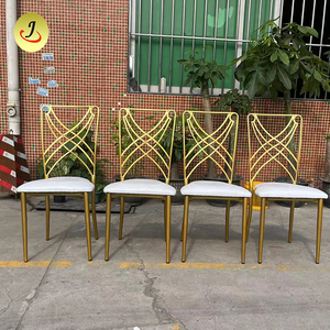 Chaises de banquet d'hôtel modernes en gros, meubles d'extérieur, métal bon marché, fer, clair et or, dossier croisé, chaises de salle à manger, événements de mariage - Product Image 5