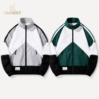 Veste zippée décontractée légère pour homme, col montant, blocs de couleur, patchwork, personnalisable avec logo OEM, vente en gros usine