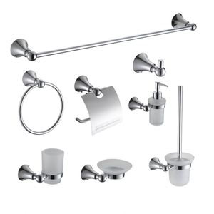 Juego de 8 Accesorios de Baño Modernos de Aleación de Zinc, Montados en la Pared, Cromados - Product Image 1