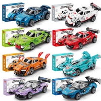 Vente en gros de modèles de voitures éducatifs et décoratifs pour enfants, tendance et à la mode, avec blocs de construction sportifs Huili à quatre compartiments, en ABS, échelle 1:32, idéal comme cadeau.
