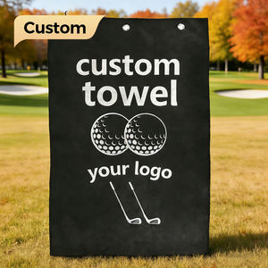 Toalla de golf deportiva de poliéster impresa con diseño personalizado, de secado rápido, ecológica, con logotipo bordado tipo gofre para adultos y niños. - Product Image 1