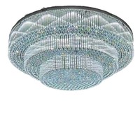 Lustre de plafond en cristal K9 de luxe pour salon, design rond, base en acier inoxydable, grand modèle pour hall d'hôtel, villa