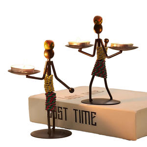 เชิงเทียนเหล็กชายแบบอเมริกันย้อนยุคอุปกรณ์ตกแต่งบ้านอีสเตอร์แบบลำลองสุดสร้างสรรค์สำหรับตกแต่งโต๊ะบรรยากาศ - Product Image 1