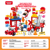 Ensemble de blocs de construction personnalisés OEM de grande taille, caserne de pompiers avec boîte de rangement, logo personnalisé, jouets éducatifs pour enfants de 3 ans et plus, cadeau