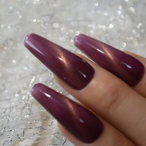 Raisin Violet Cat Eye Cercueil Ongles <span class=keywords><strong>Super</strong></span> <span class=keywords><strong>Long</strong></span> Couverture Complète Haute Qualité <span class=keywords><strong>Faux</strong></span> Ongles Acrylique Galaxy Abs Nail Art L5663 - Product Image 5