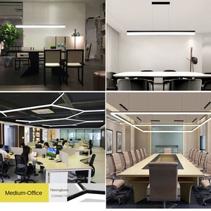 Nhôm thương mại <span class=keywords><strong>LED</strong></span> dải ánh sáng vuông Acrylic dòng với dài nối hình dạng cho văn phòng nhà hàng thanh đèn chùm - Product Image 3