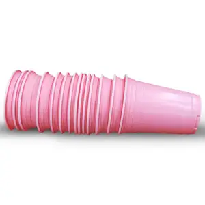 Custom Logo Vasos De Plastico Dubbele Kleur Roze Spel Wegwerp Plastic Rode Bekers Met Tafeltennis Ping Pong Ball Party Cups