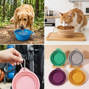 Oksilicone Collapsible Silicone Pet Bowl Travel Dog <strong>Slow</strong> <strong>Feeder</strong> <strong>Cat</strong> Food and Water Bowls Rounded <strong>Feeders</strong> - Product Image 2